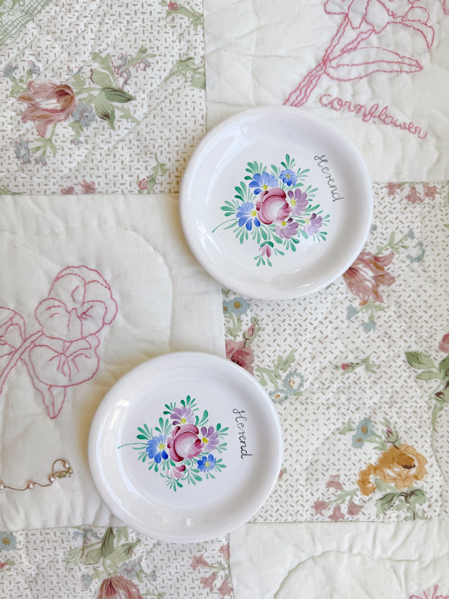 Hand Painted Floral Dish Set