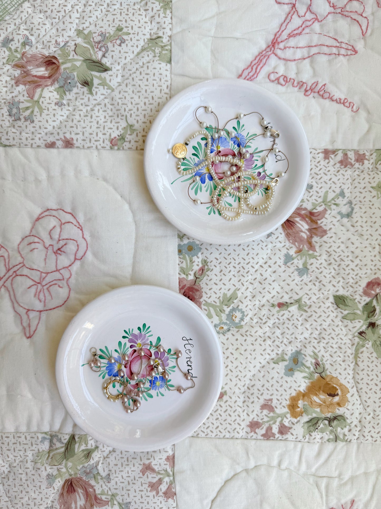 Hand Painted Floral Dish Set