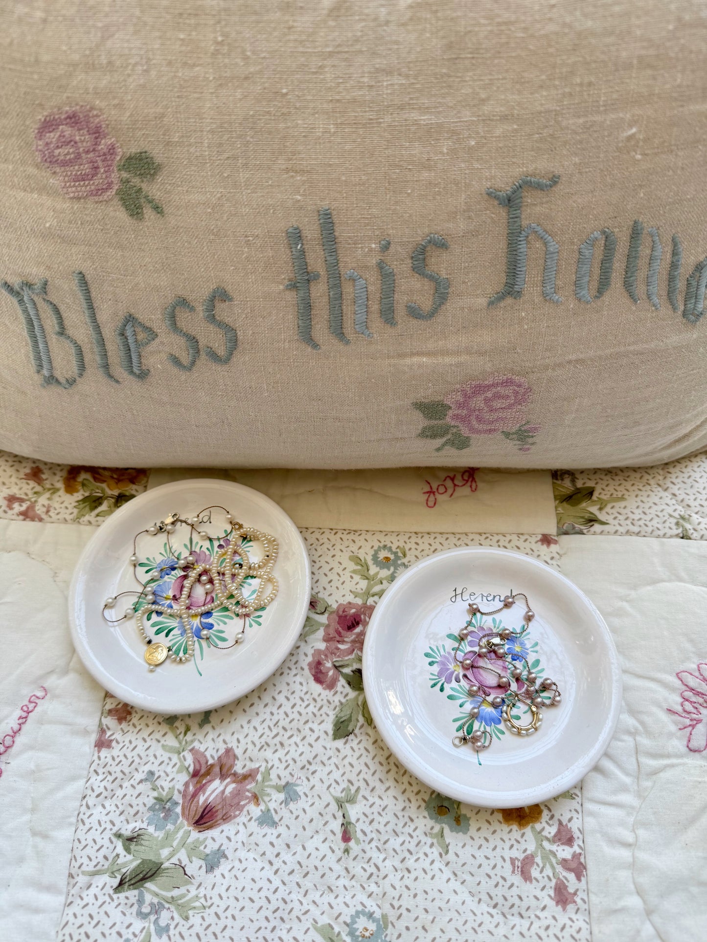 Hand Painted Floral Dish Set
