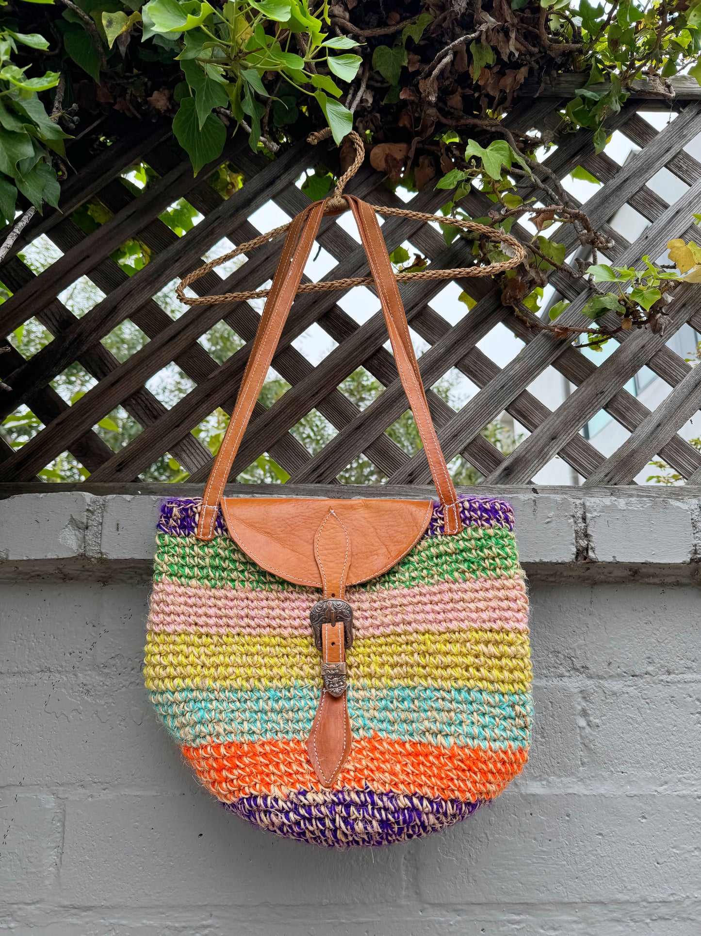 Rainbow Woven Leather Purse