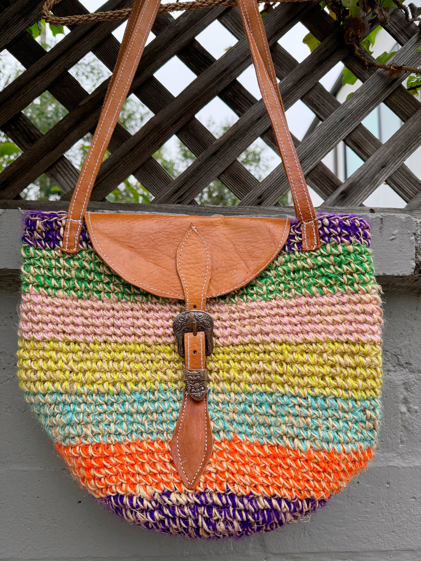 Rainbow Woven Leather Purse