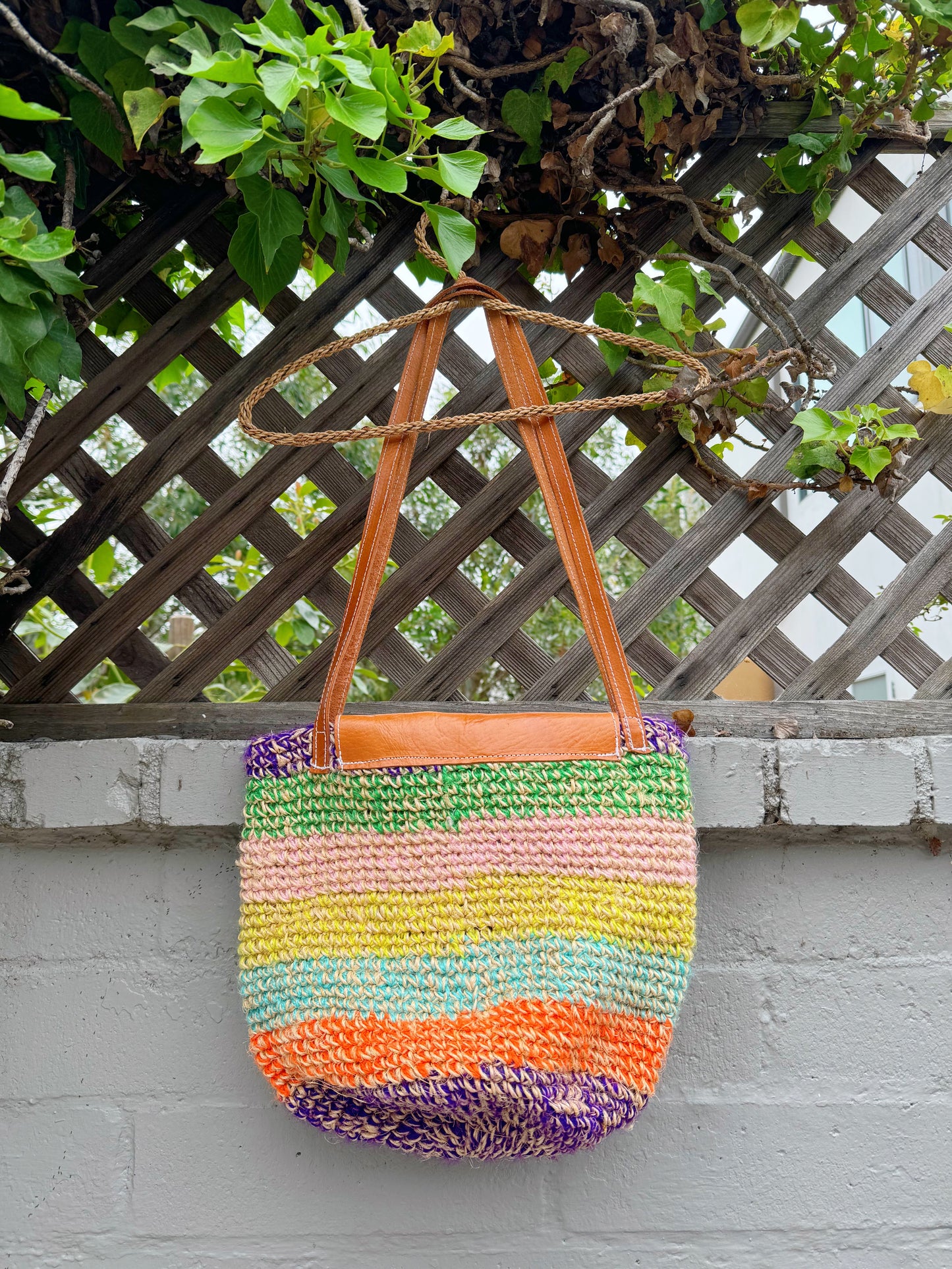 Rainbow Woven Leather Purse