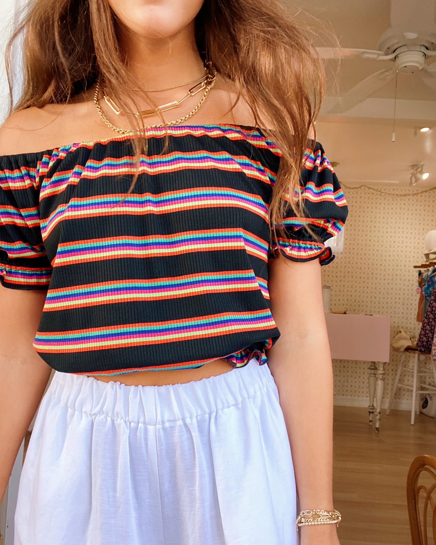 Penny Lane Top - Rainbow Stripe
