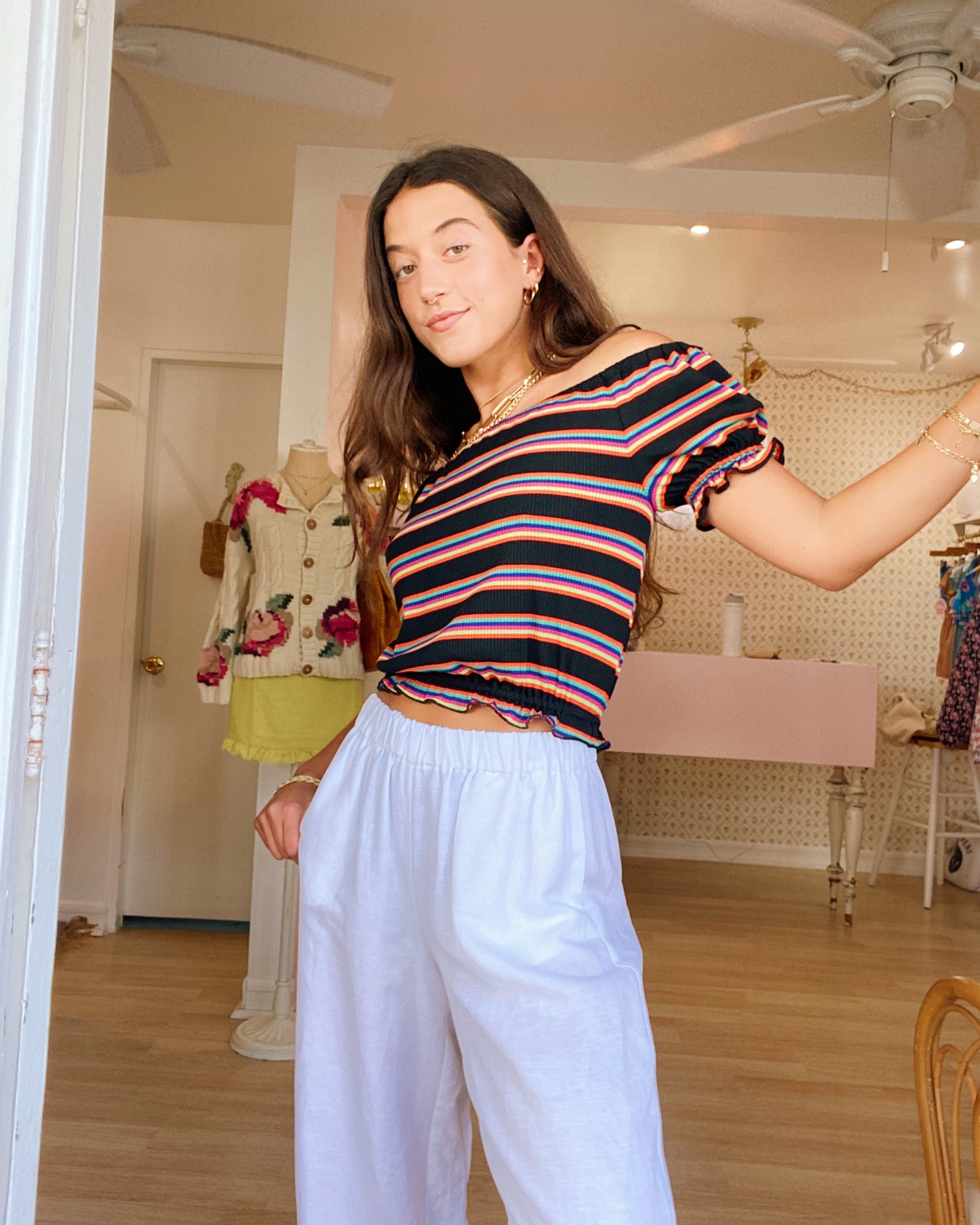Penny Lane Top - Rainbow Stripe
