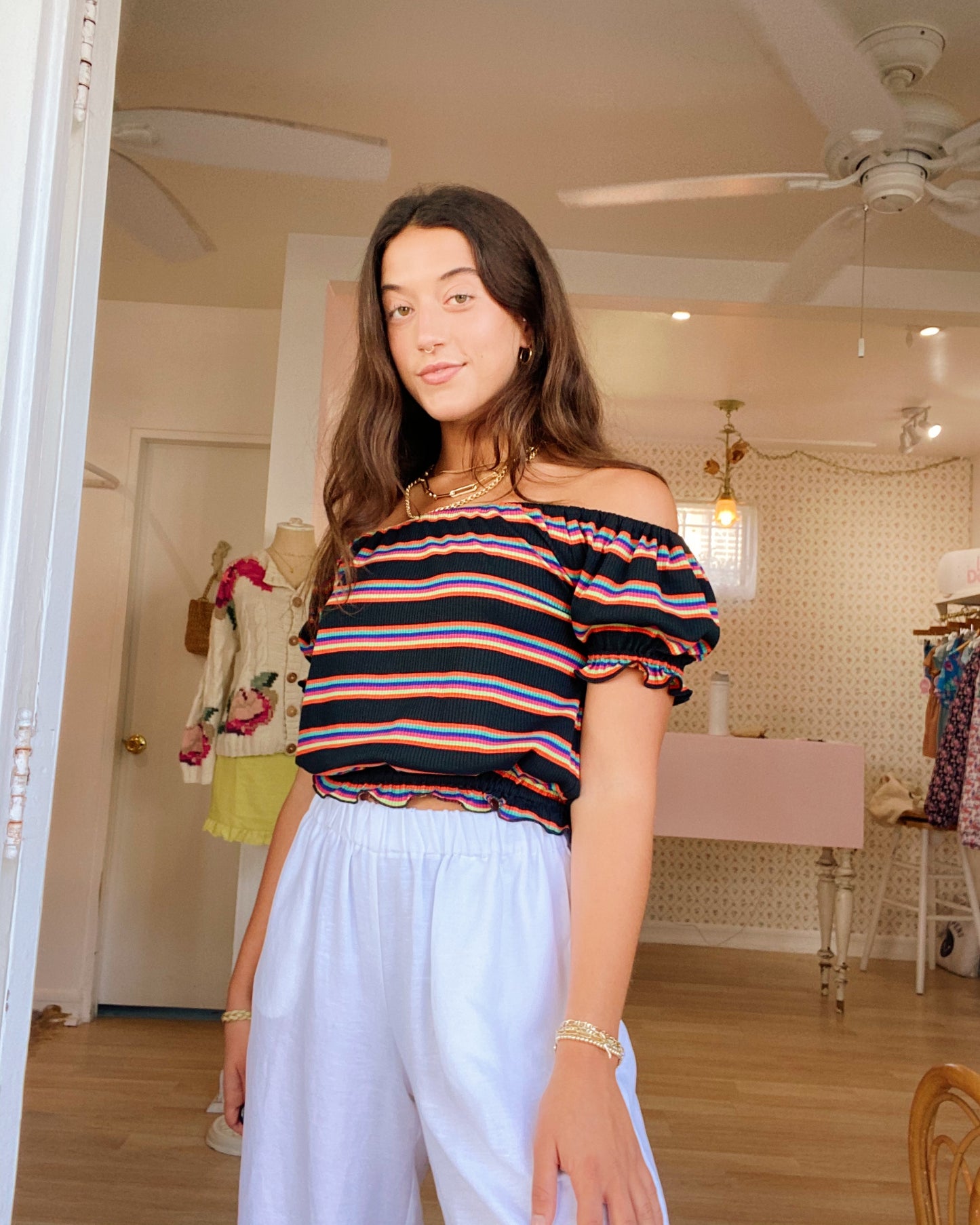 Penny Lane Top - Rainbow Stripe