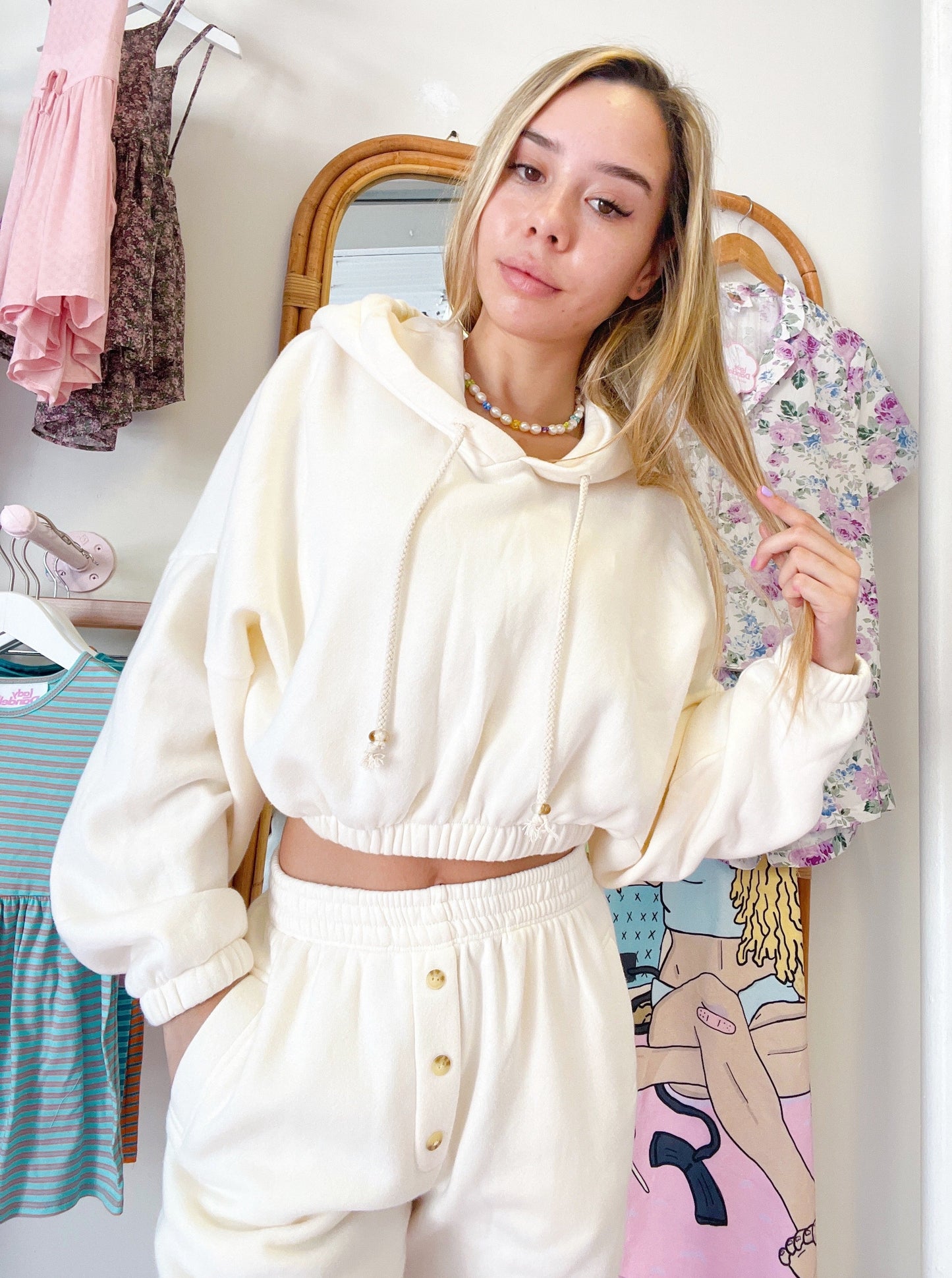 Vintage Fleece Cropped Hoodie