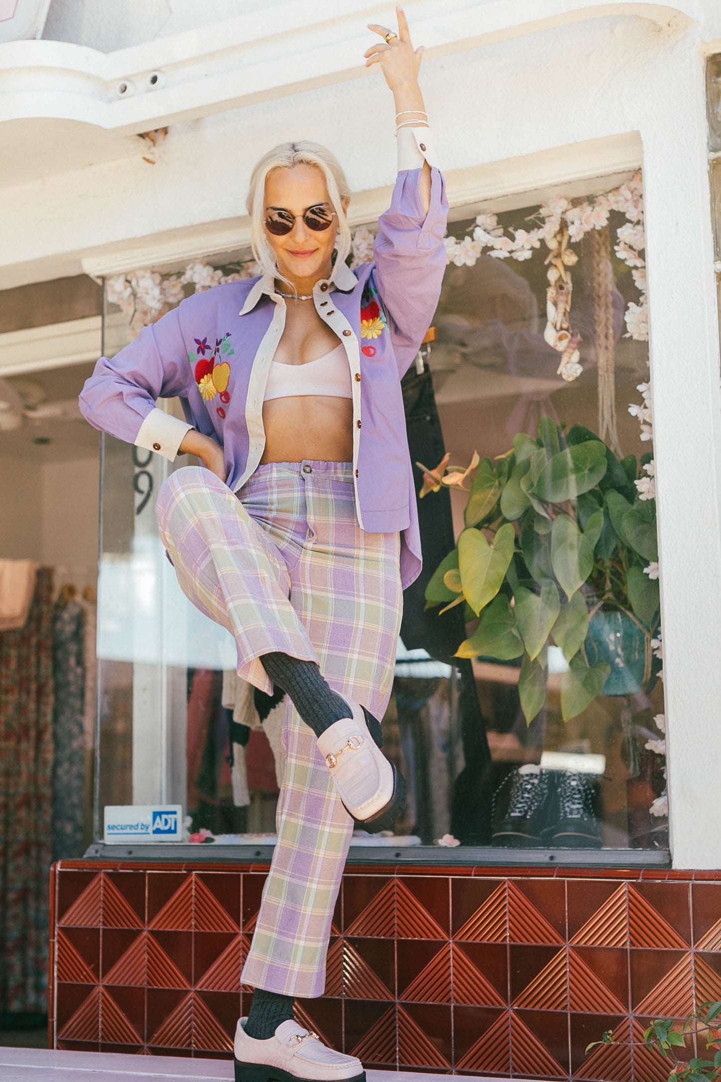 Skater Pant - Lavender Mint Plaid