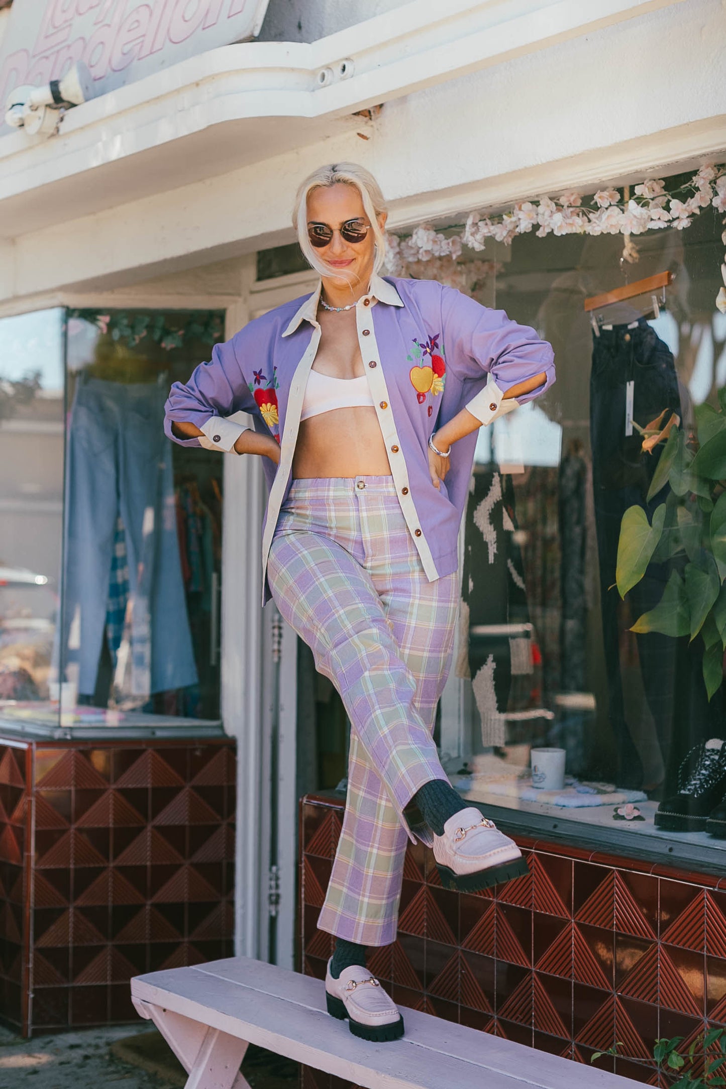 Skater Pant - Lavender Mint Plaid