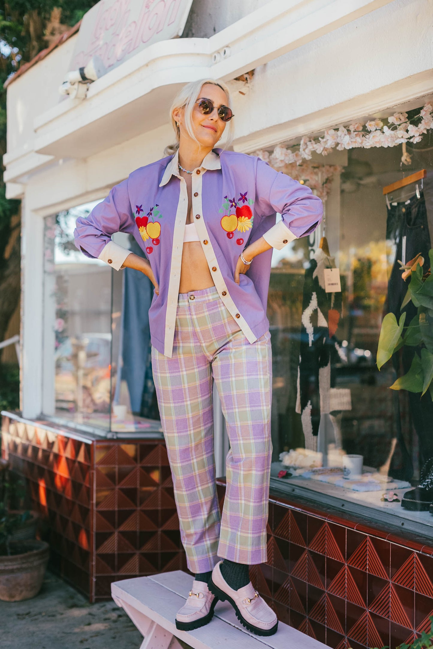 Skater Pant - Lavender Mint Plaid