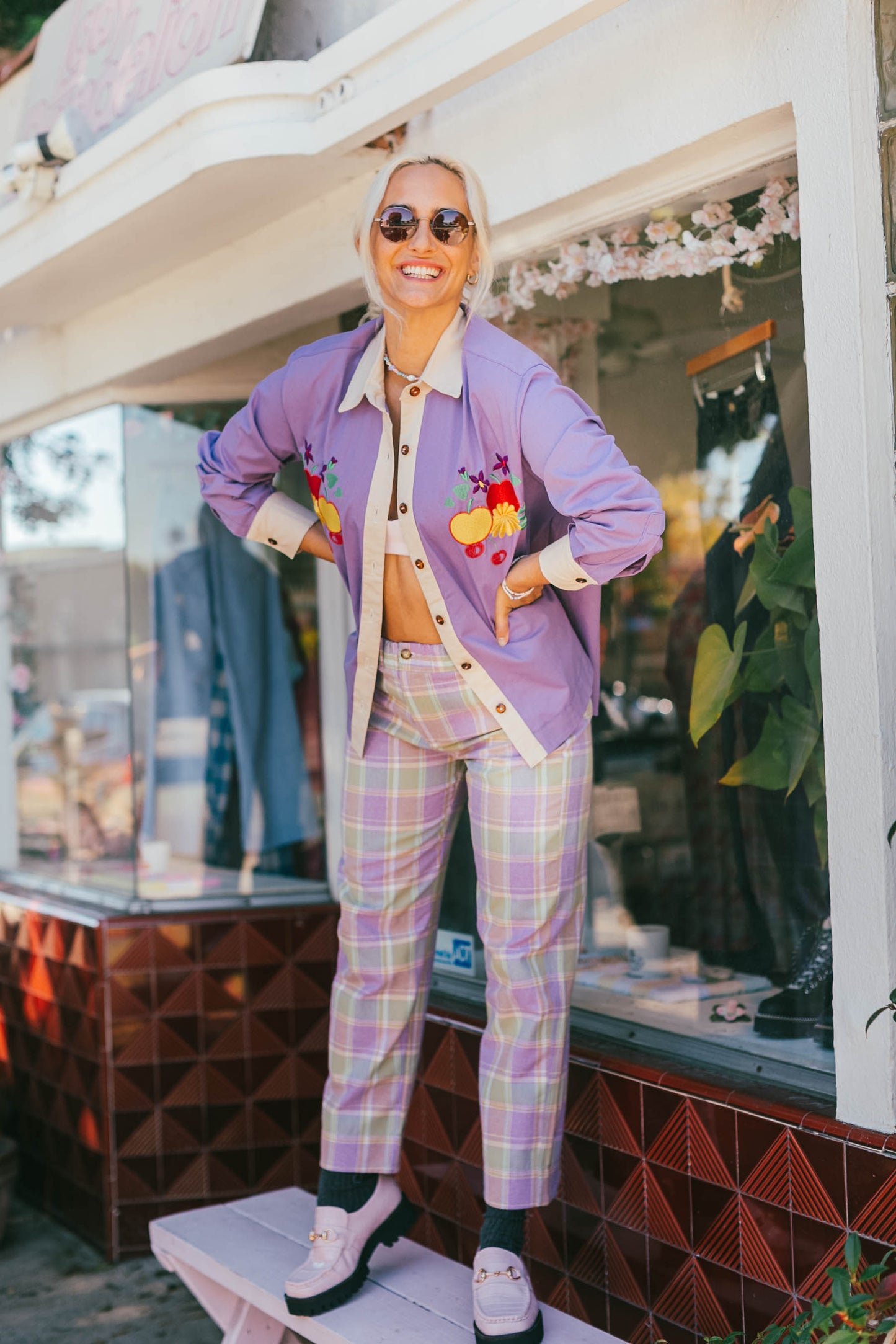 Skater Pant - Lavender Mint Plaid