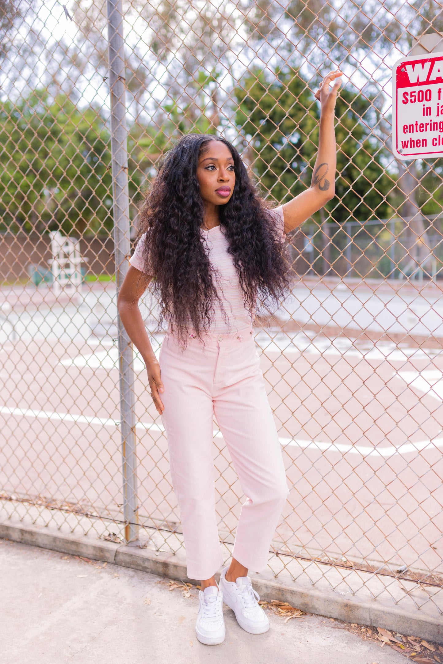 Skater Pant - Pink Corduroy w/ Floral Embroidery
