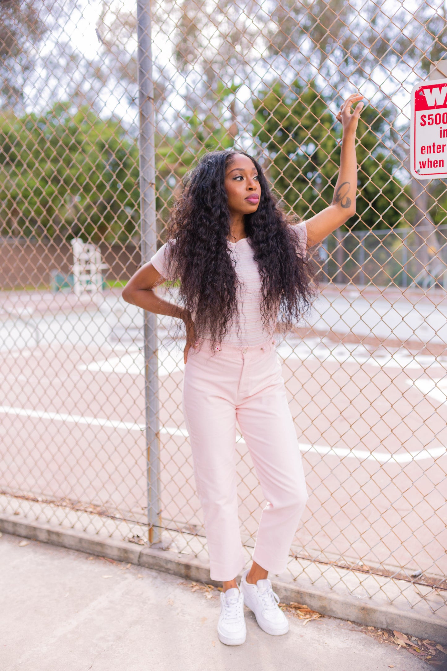 Skater Pant - Pink Corduroy w/ Floral Embroidery