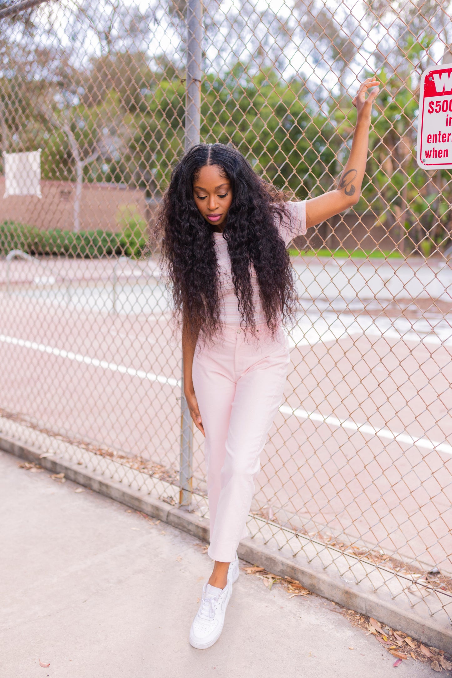 Skater Pant - Pink Corduroy w/ Floral Embroidery