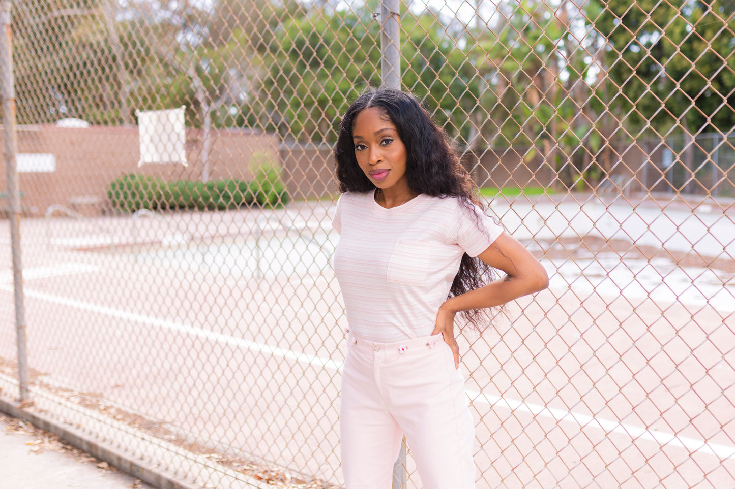 Skater Pant - Pink Corduroy w/ Floral Embroidery