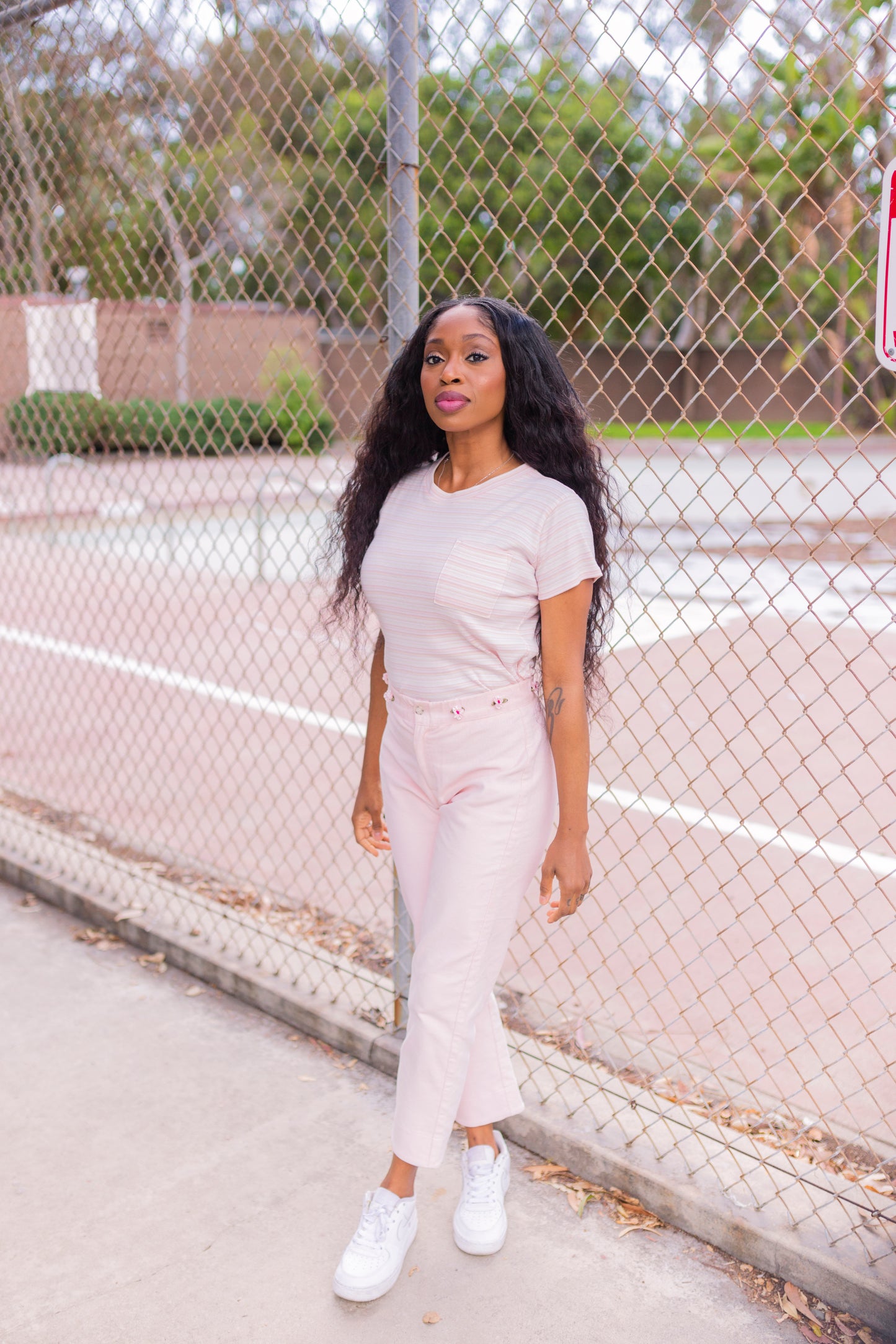 Skater Pant - Pink Corduroy w/ Floral Embroidery