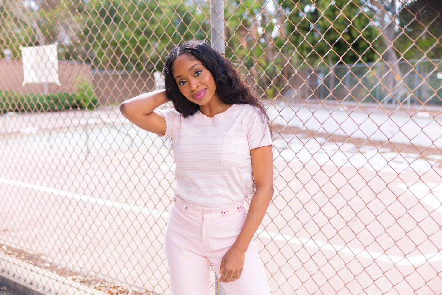 Skater Pant - Pink Corduroy w/ Floral Embroidery