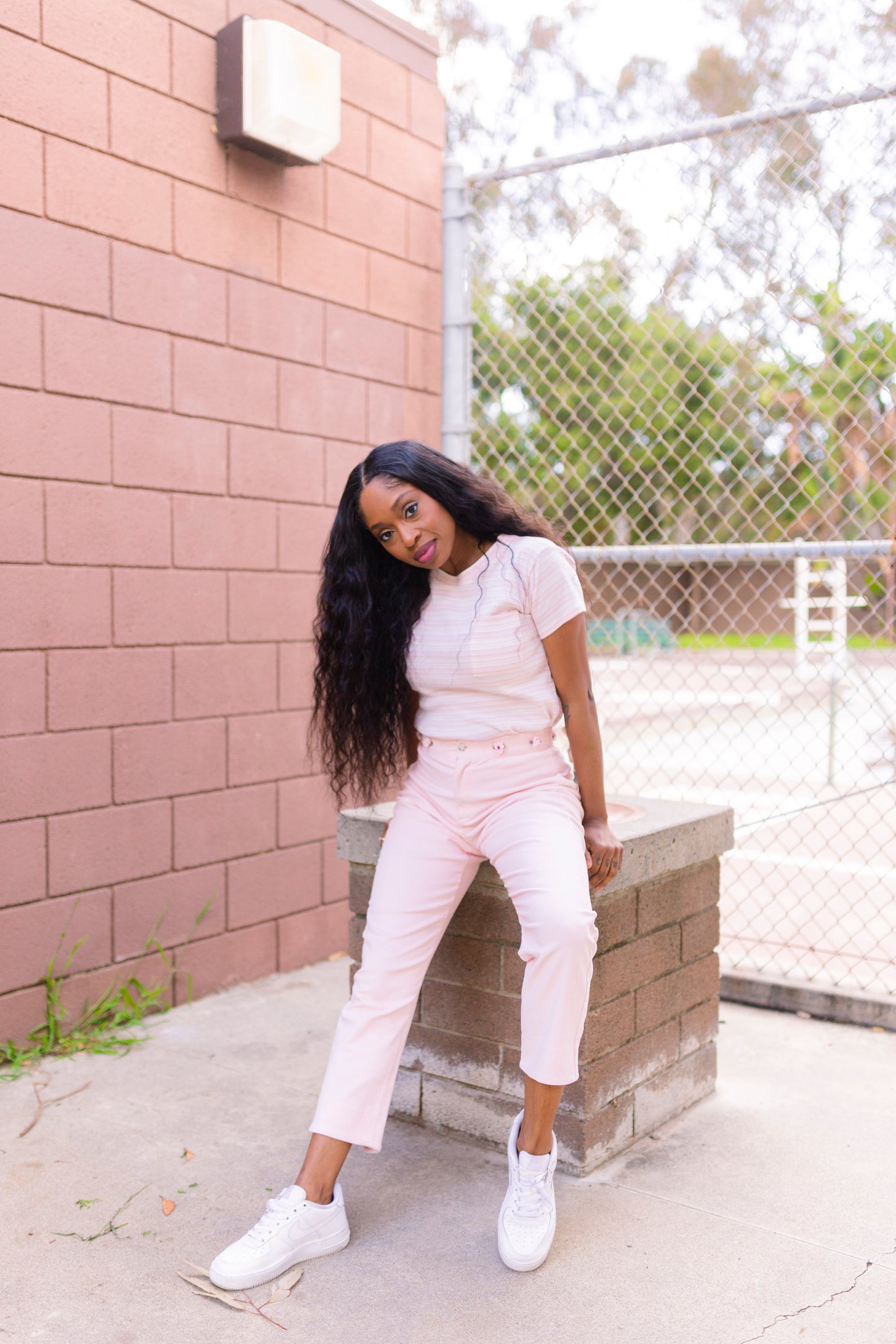 Skater Pant - Pink Corduroy w/ Floral Embroidery