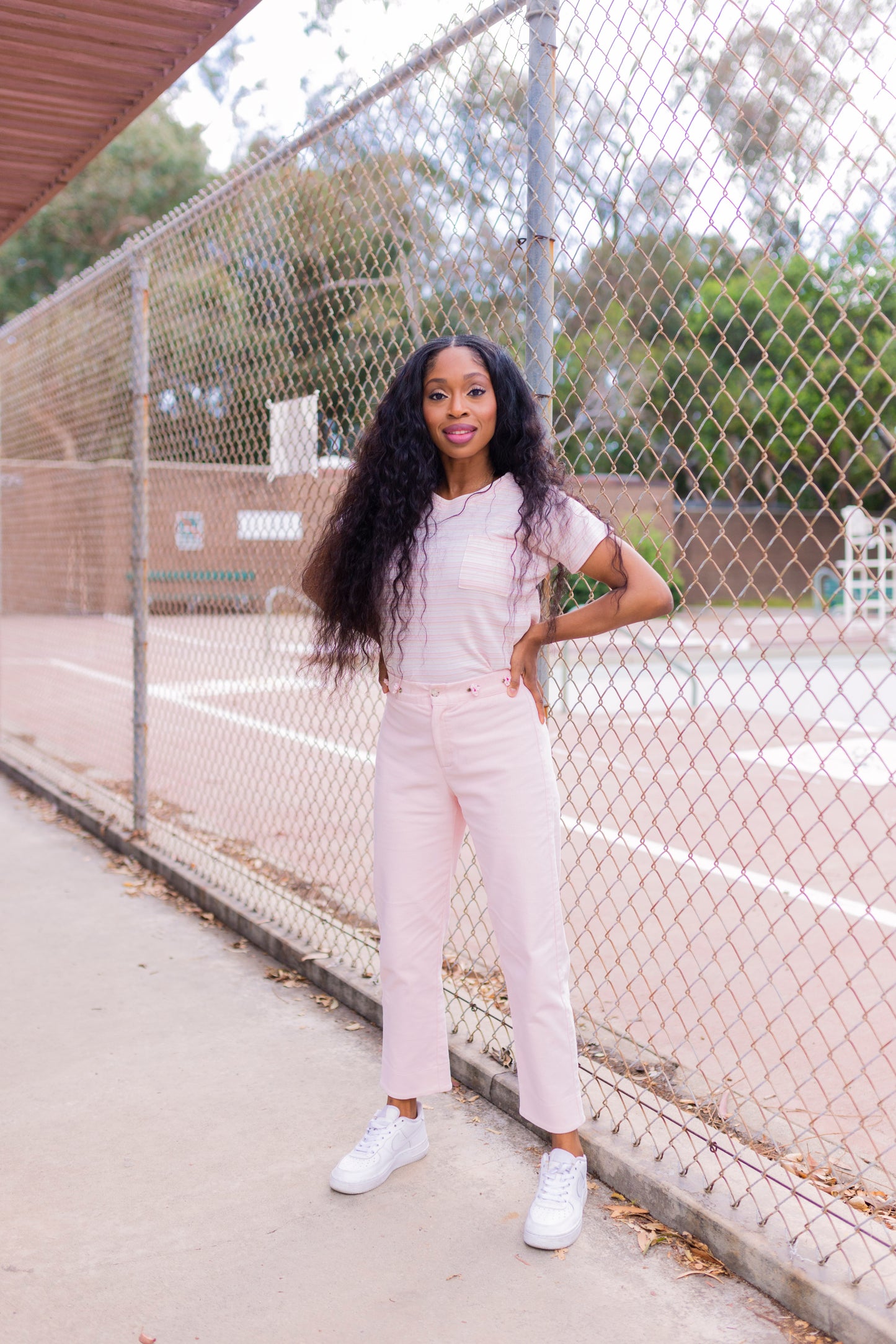 Skater Pant - Pink Corduroy w/ Floral Embroidery