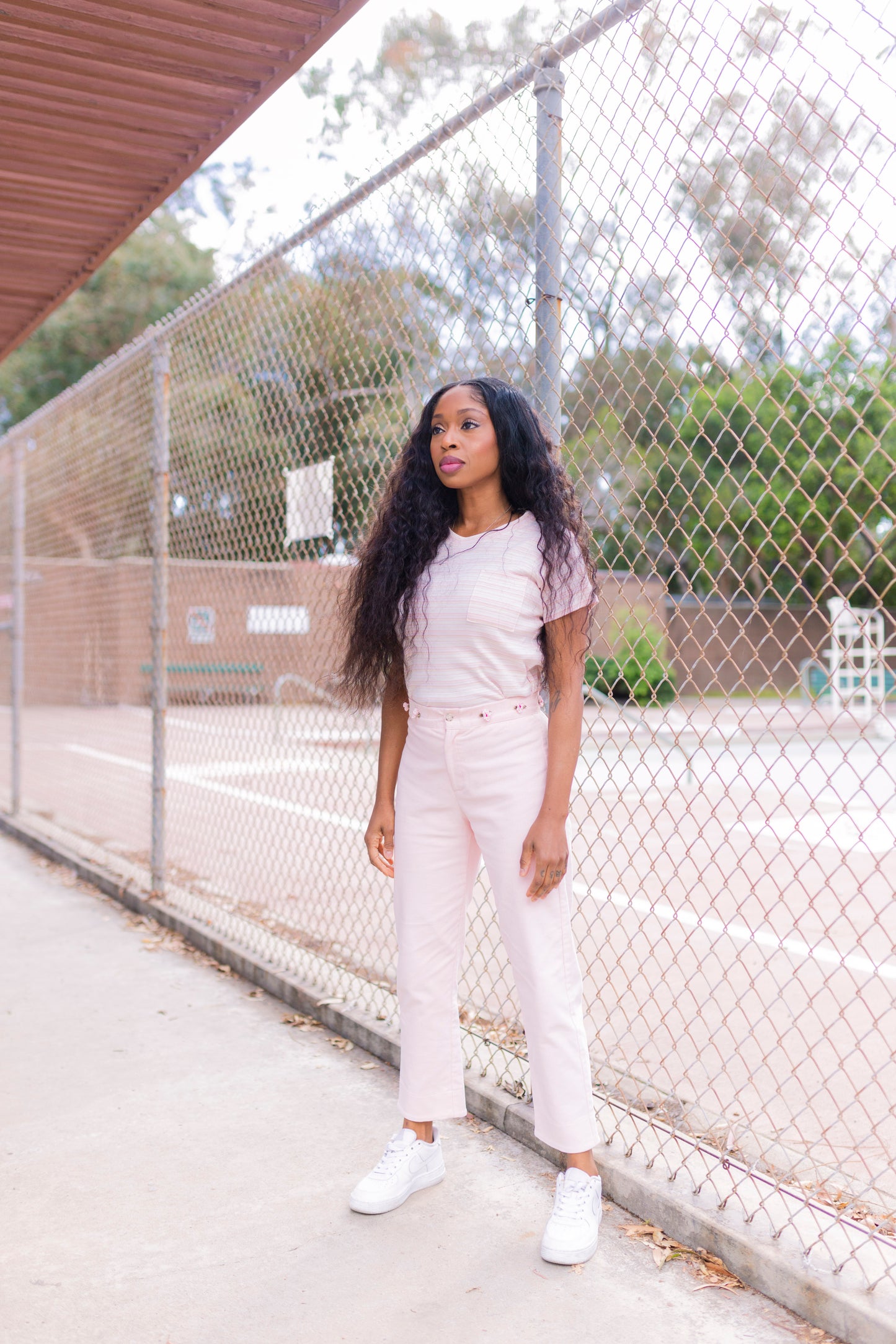 Skater Pant - Pink Corduroy w/ Floral Embroidery